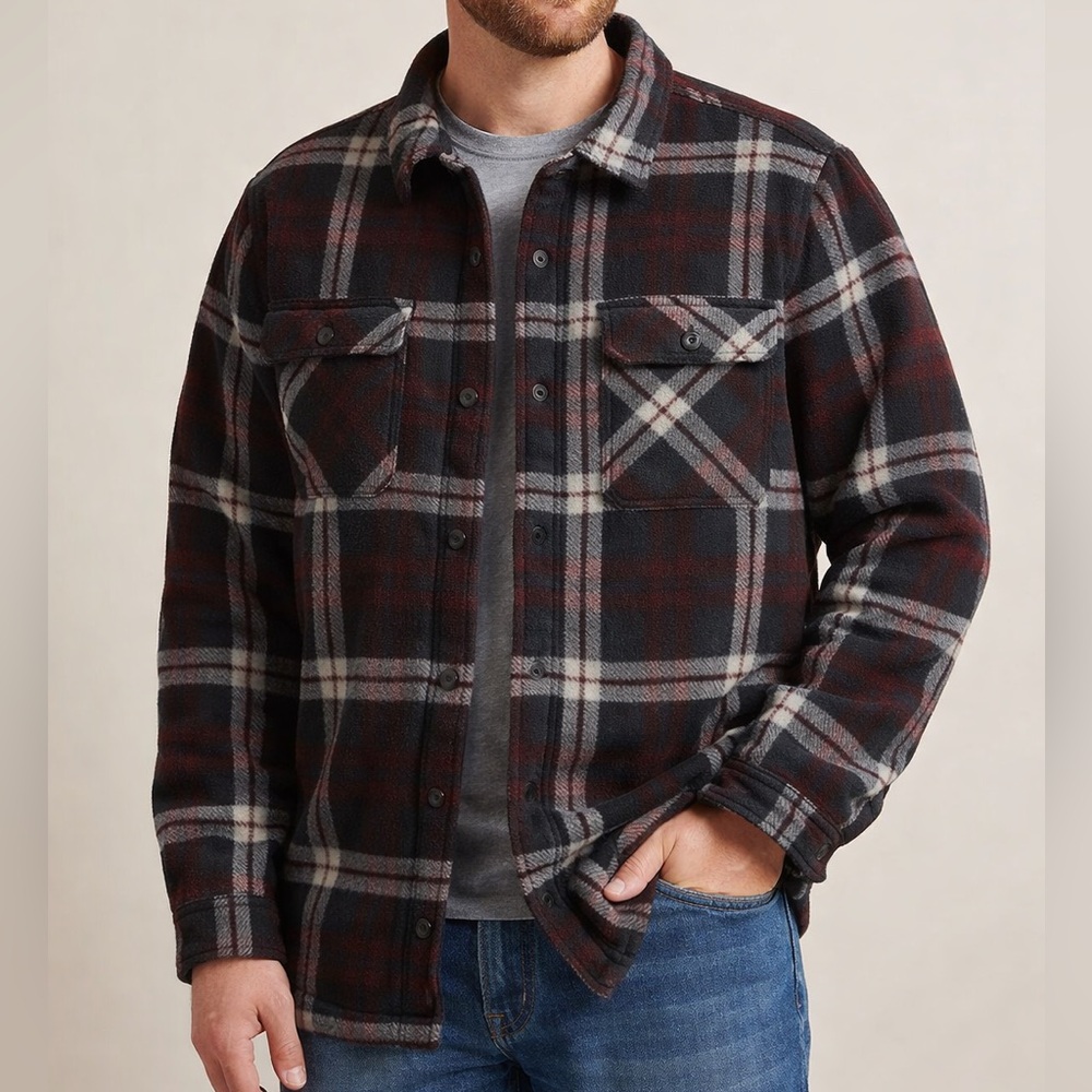 Boston Traders Plush Lined Flannel Shacket Red Black Plaid XXL Jacket